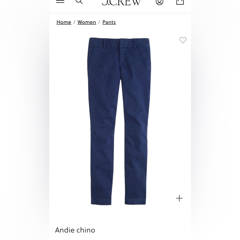 JCREW Andie Chinos, size 2.  Baroque blue.